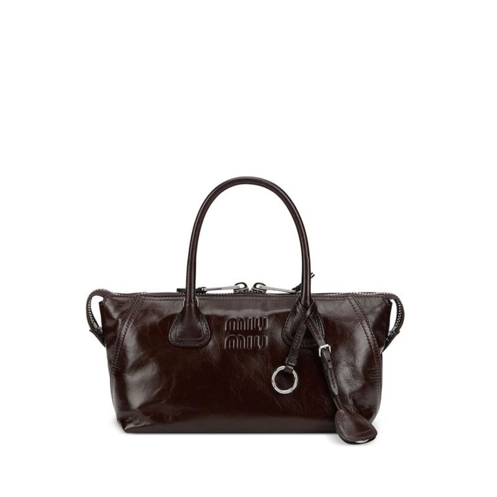 Miu Miu Women Borsa Tote In Pelle Con Logo In Rilievo